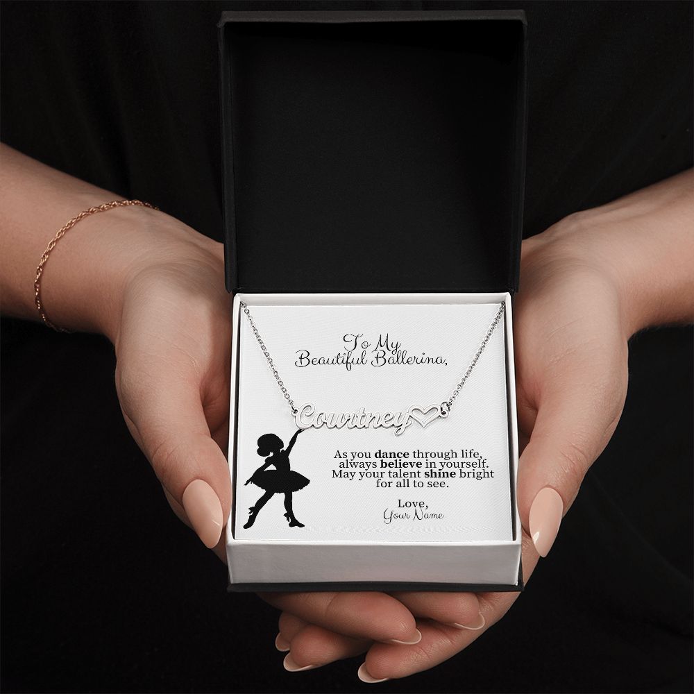 Personalized Ballerina Name Necklace with Heart Dance Gift-[Heartfelt Family Gift]