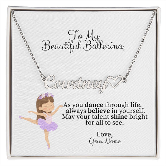Personalized Ballerina Name Necklace with Heart  - Dance Gift-[Heartfelt Family Gift]