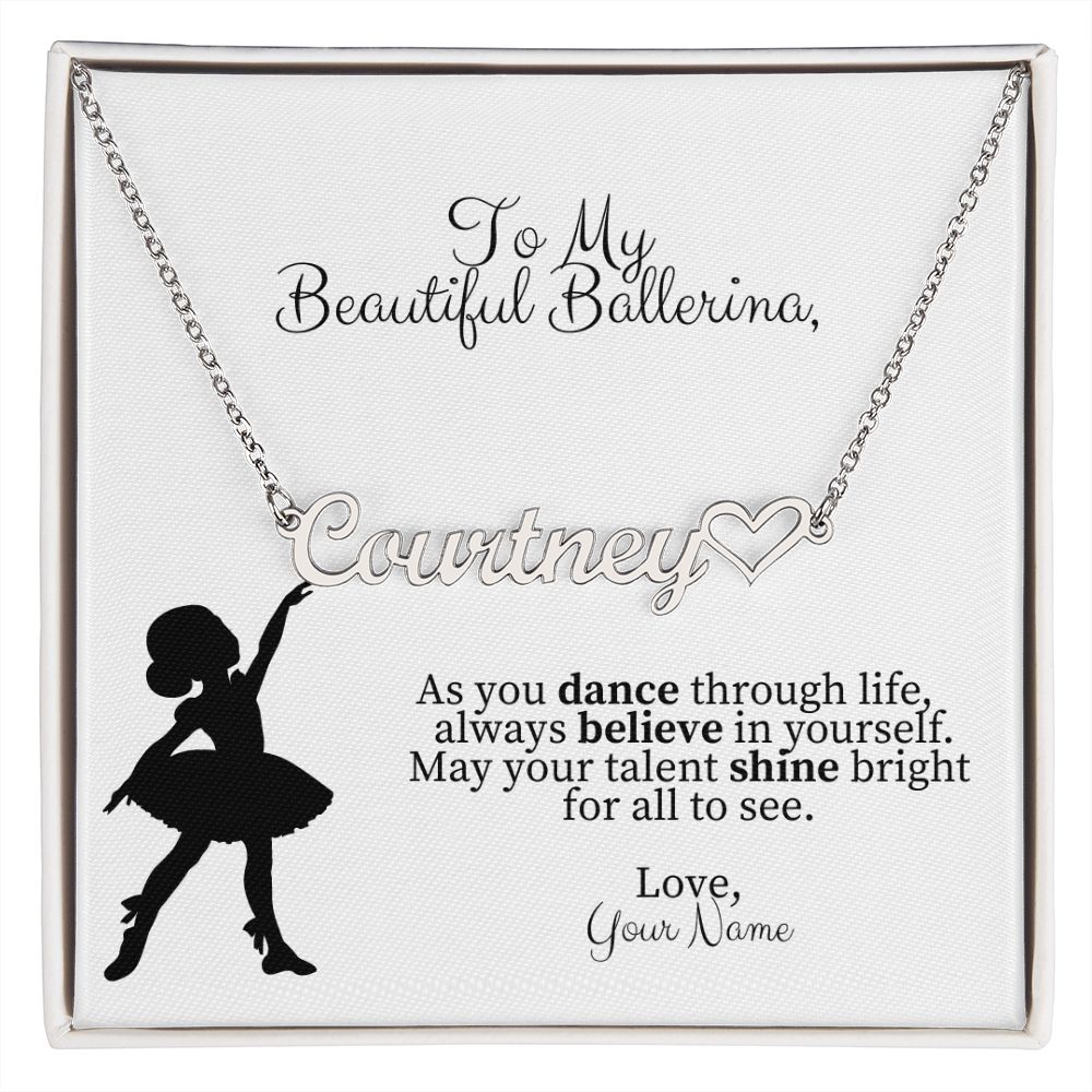 Personalized Ballerina Name Necklace with Heart Dance Gift-[Heartfelt Family Gift]