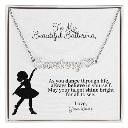Personalized Ballerina Name Necklace with Heart Dance Gift-[Heartfelt Family Gift]