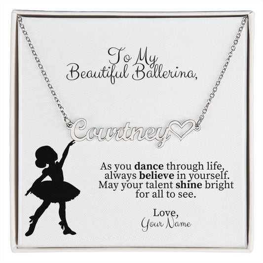 Personalized Ballerina Name Necklace with Heart Dance Gift-[Heartfelt Family Gift]