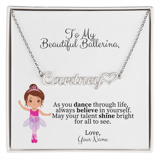 Personalized Ballerina Name Necklace with Heart Dance Gift-[Heartfelt Family Gift]