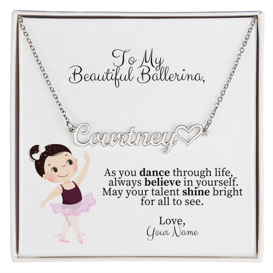 Personalized Ballerina Name Necklace with Heart Dance Gift-[Heartfelt Family Gift]