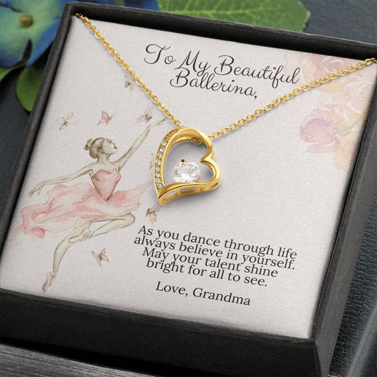 Ballerina Necklace - Dance Recital Gift From Grandma - Heart Necklace-[Heartfelt Family Gift]