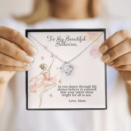Ballerina Necklace - Dance Recital Gift From Mom -Love Knot-[Heartfelt Family Gift]