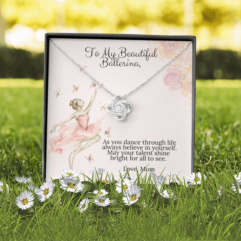 Ballerina Necklace - Dance Recital Gift From Mom -Love Knot-[Heartfelt Family Gift]