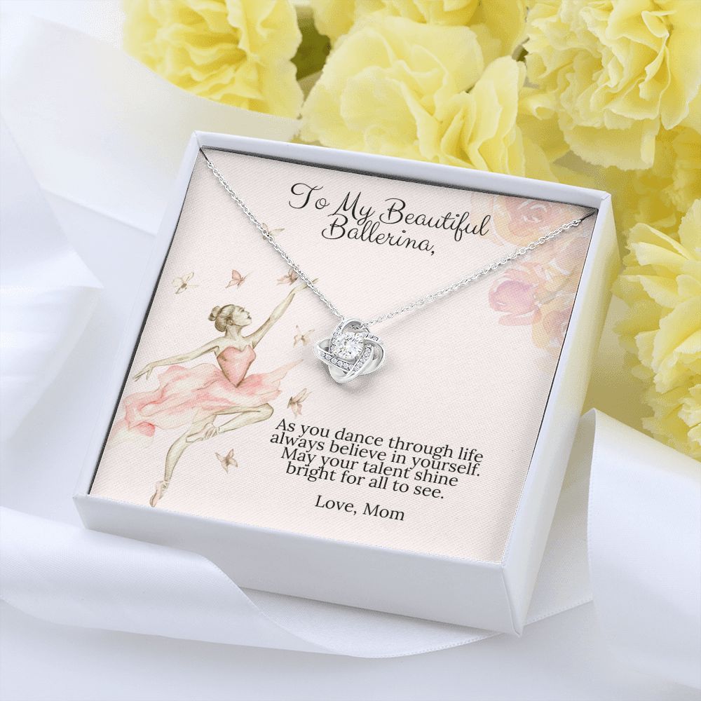 Ballerina Necklace - Dance Recital Gift From Mom -Love Knot-[Heartfelt Family Gift]