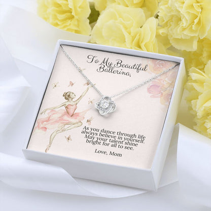 Ballerina Necklace - Dance Recital Gift From Mom -Love Knot-[Heartfelt Family Gift]