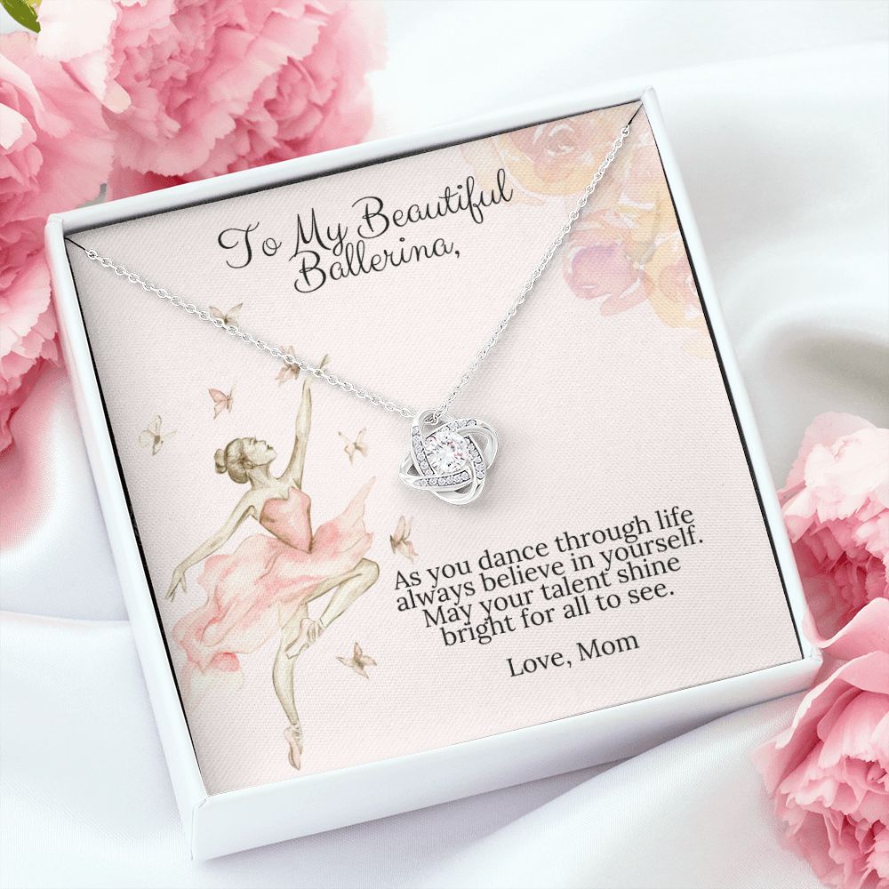 Ballerina Necklace - Dance Recital Gift From Mom -Love Knot-[Heartfelt Family Gift]