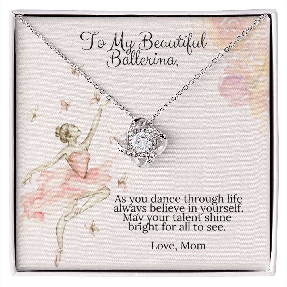 Ballerina Necklace - Dance Recital Gift From Mom -Love Knot-[Heartfelt Family Gift]