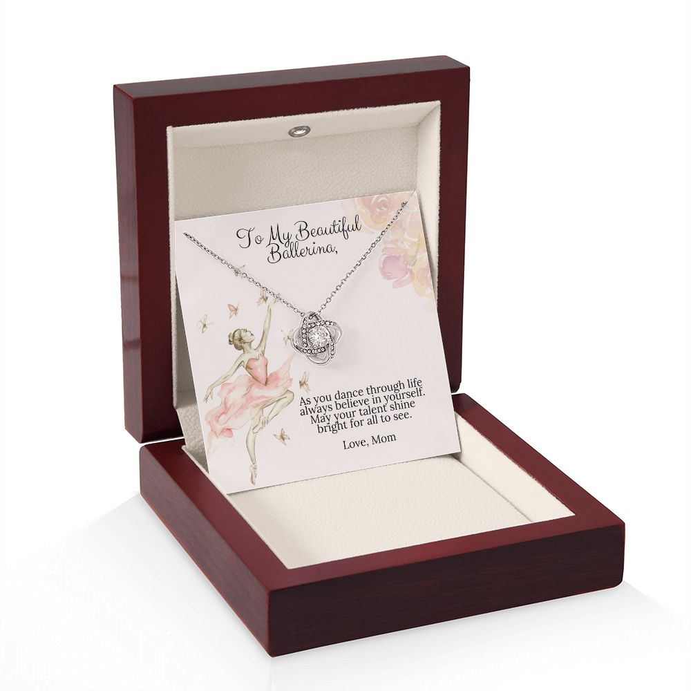 Ballerina Necklace - Dance Recital Gift From Mom -Love Knot-[Heartfelt Family Gift]