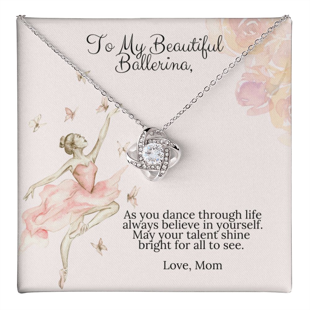 Ballerina Necklace - Dance Recital Gift From Mom -Love Knot-[Heartfelt Family Gift]