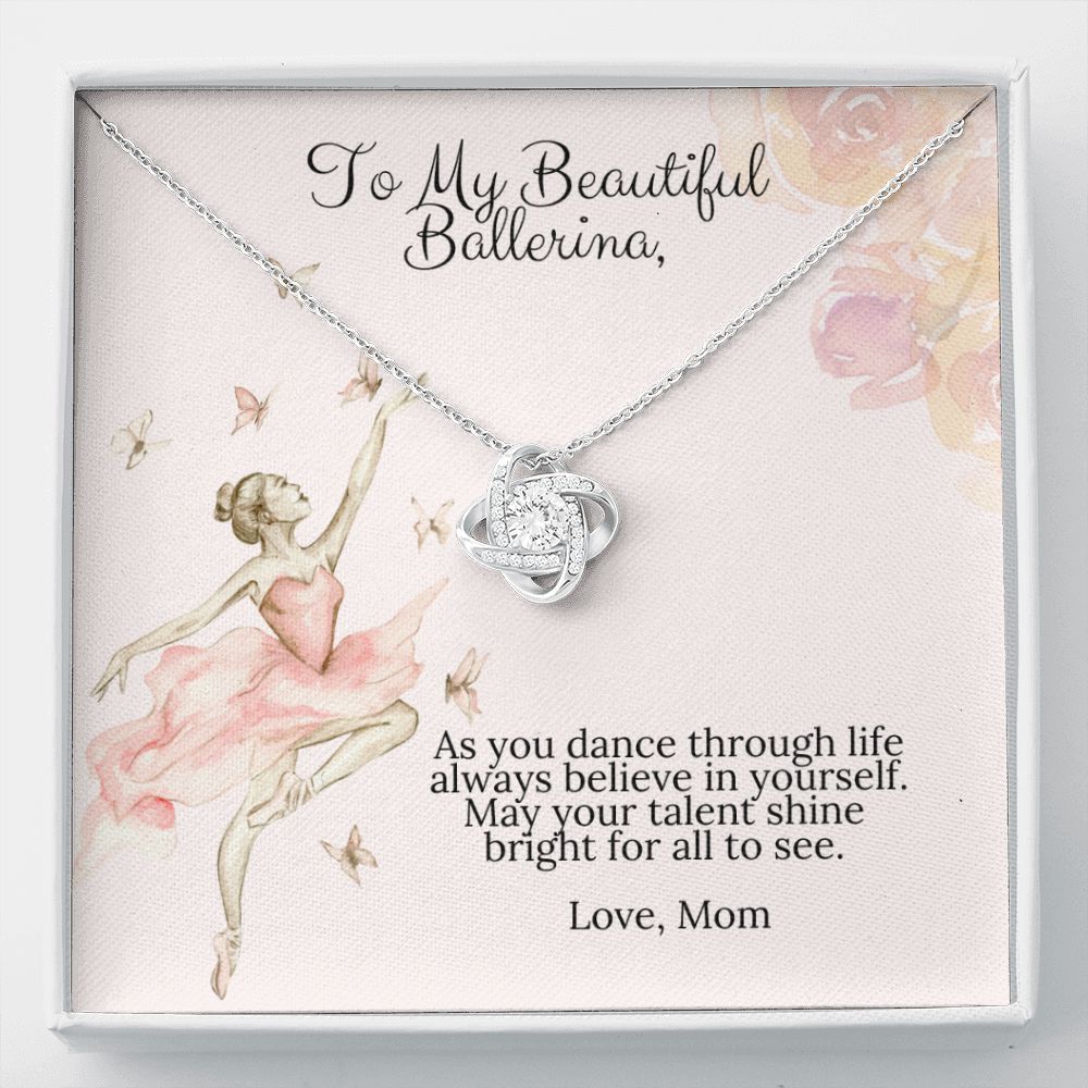 Ballerina Necklace - Dance Recital Gift From Mom -Love Knot-[Heartfelt Family Gift]
