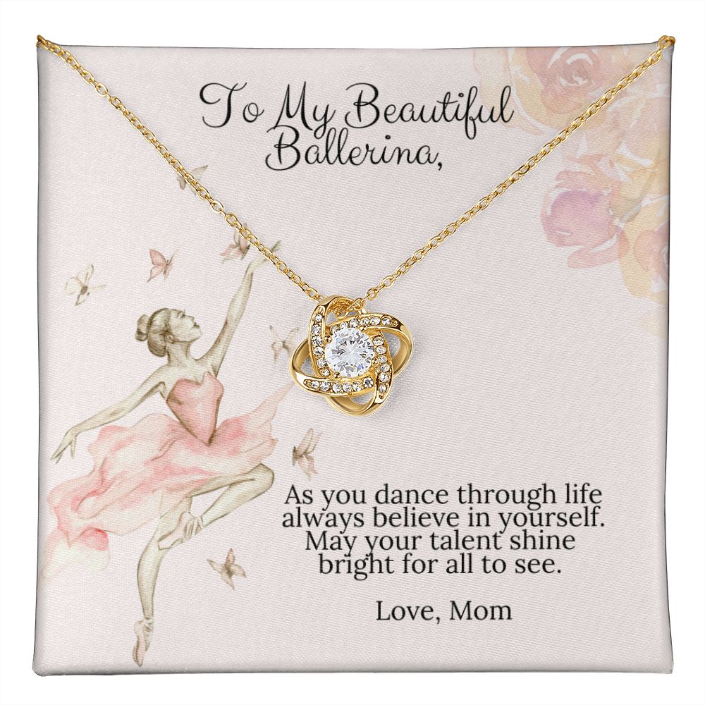 Ballerina Necklace - Dance Recital Gift From Mom -Love Knot-[Heartfelt Family Gift]