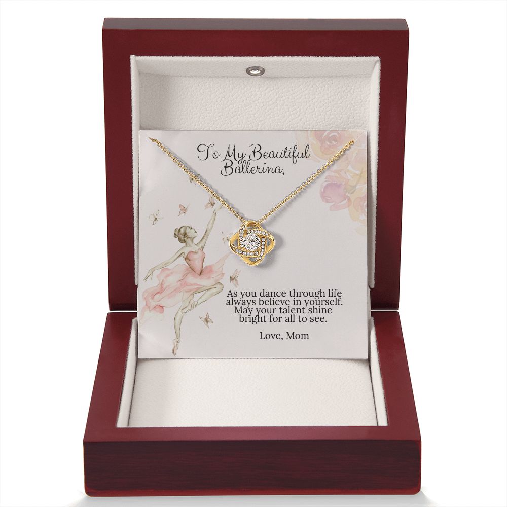 Ballerina Necklace - Dance Recital Gift From Mom -Love Knot-[Heartfelt Family Gift]
