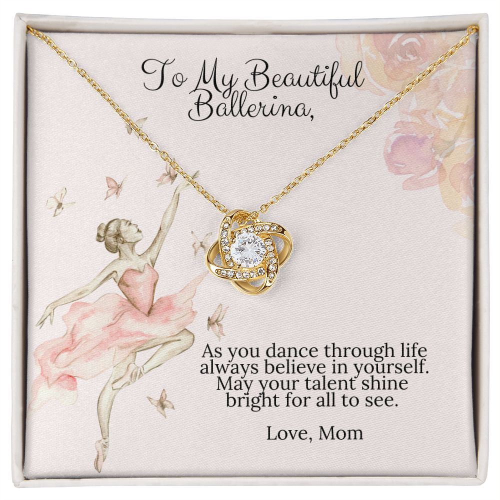Ballerina Necklace - Dance Recital Gift From Mom -Love Knot-[Heartfelt Family Gift]
