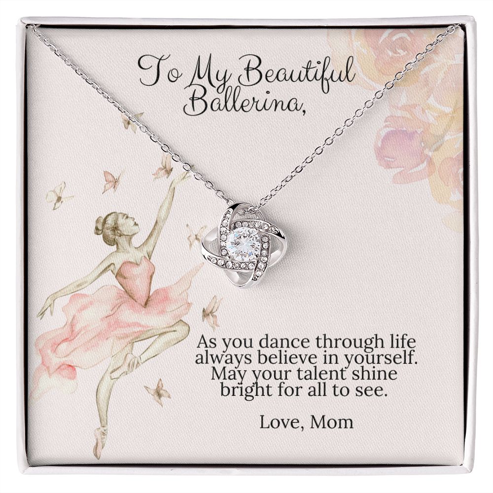Ballerina Necklace - Dance Recital Gift From Mom -Love Knot-[Heartfelt Family Gift]