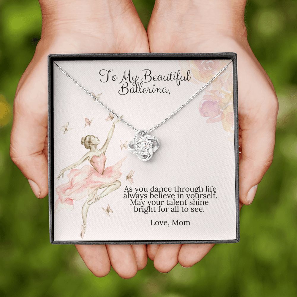 Ballerina Necklace - Dance Recital Gift From Mom -Love Knot-[Heartfelt Family Gift]