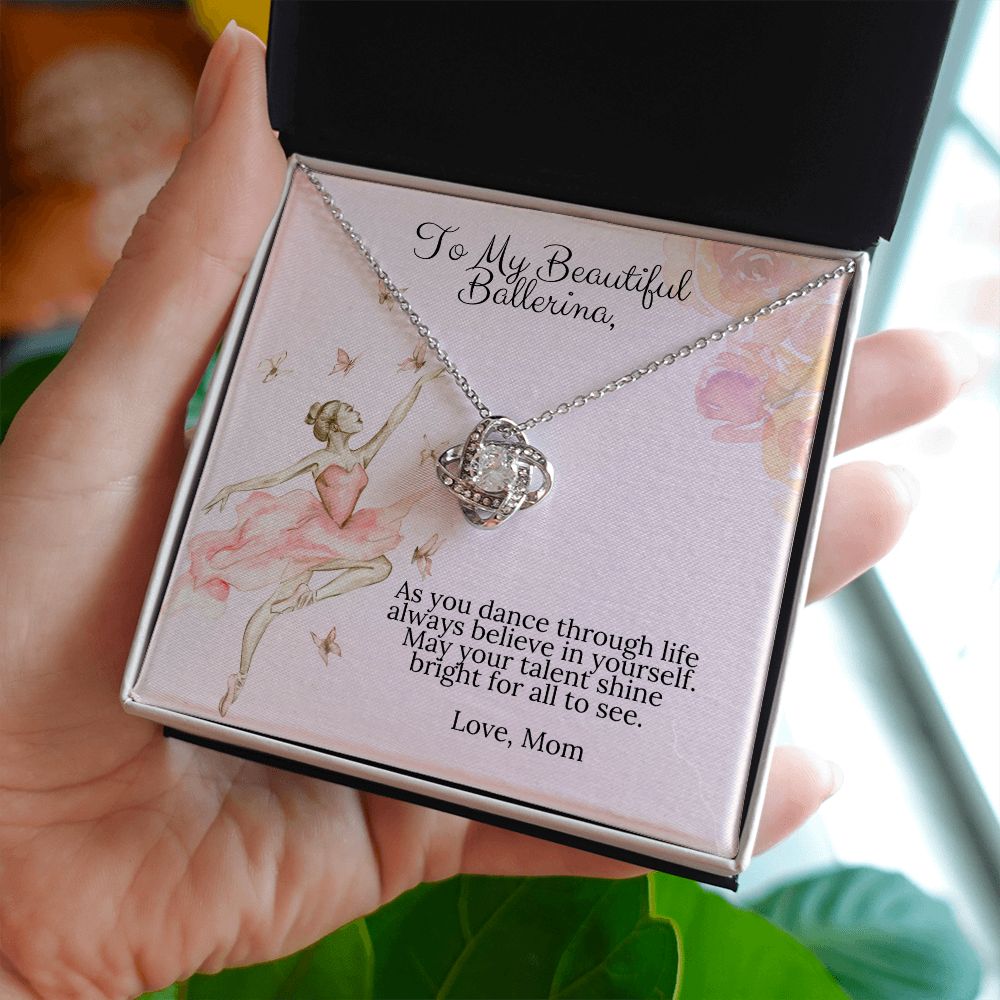 Ballerina Necklace - Dance Recital Gift From Mom -Love Knot-[Heartfelt Family Gift]