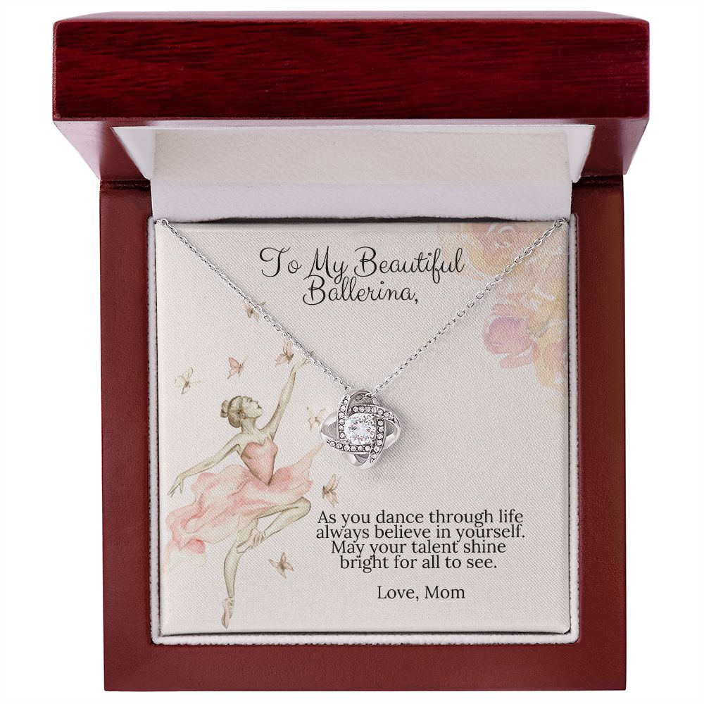 Ballerina Necklace - Dance Recital Gift From Mom -Love Knot-[Heartfelt Family Gift]