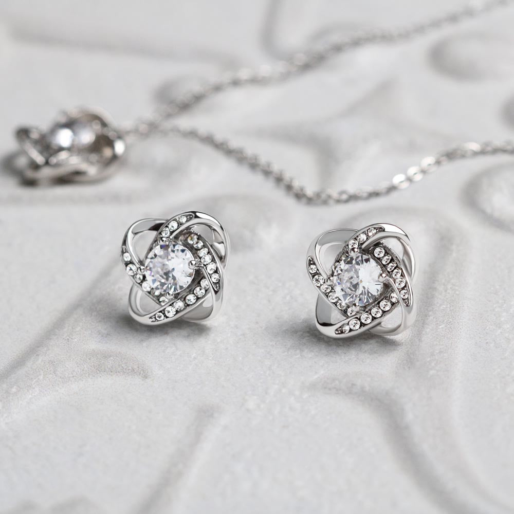 Ballerina Necklace - Dance Recital Gift From Mom - Love Knot Necklace Earring Set-[Heartfelt Family Gift]