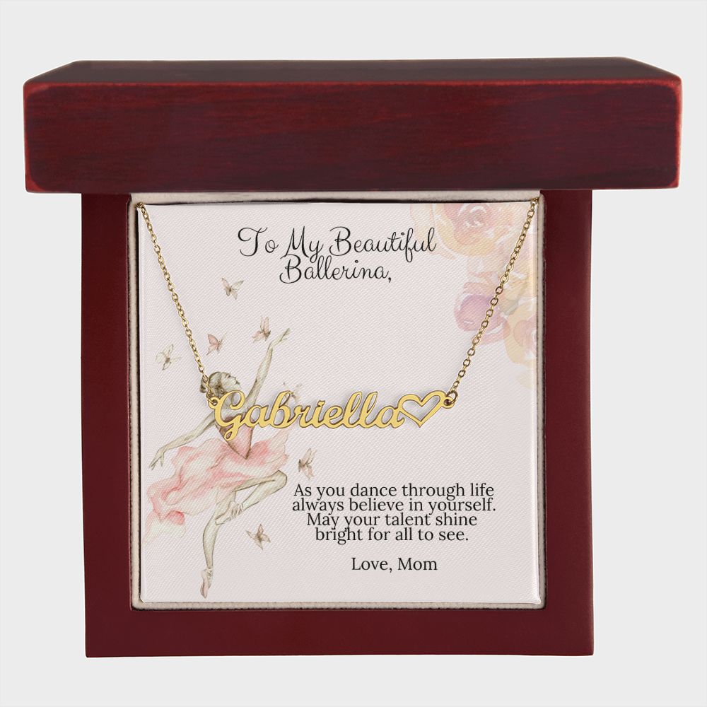 Ballerina Necklace - Dance Recital Gift From Mom -Personalized Name Necklace With Heart-[Heartfelt Family Gift]