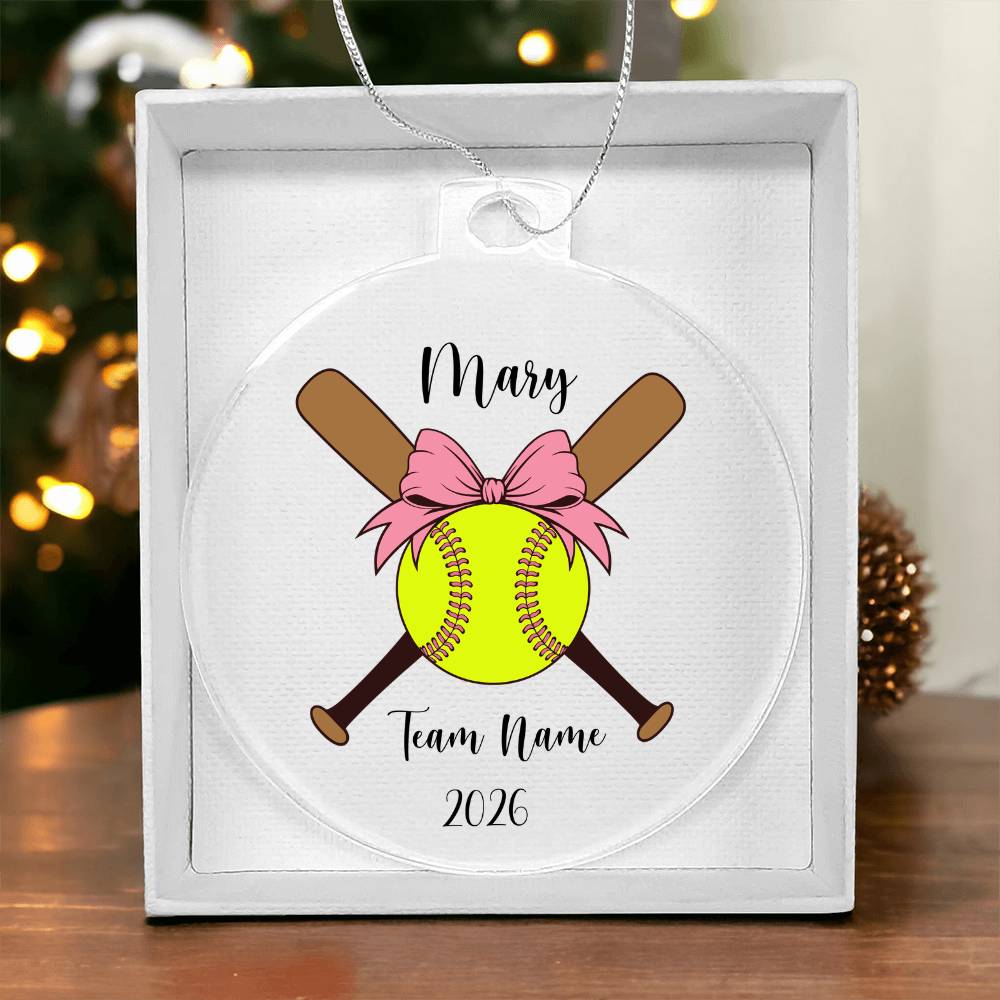 Personalized Softball Christmas Ornament