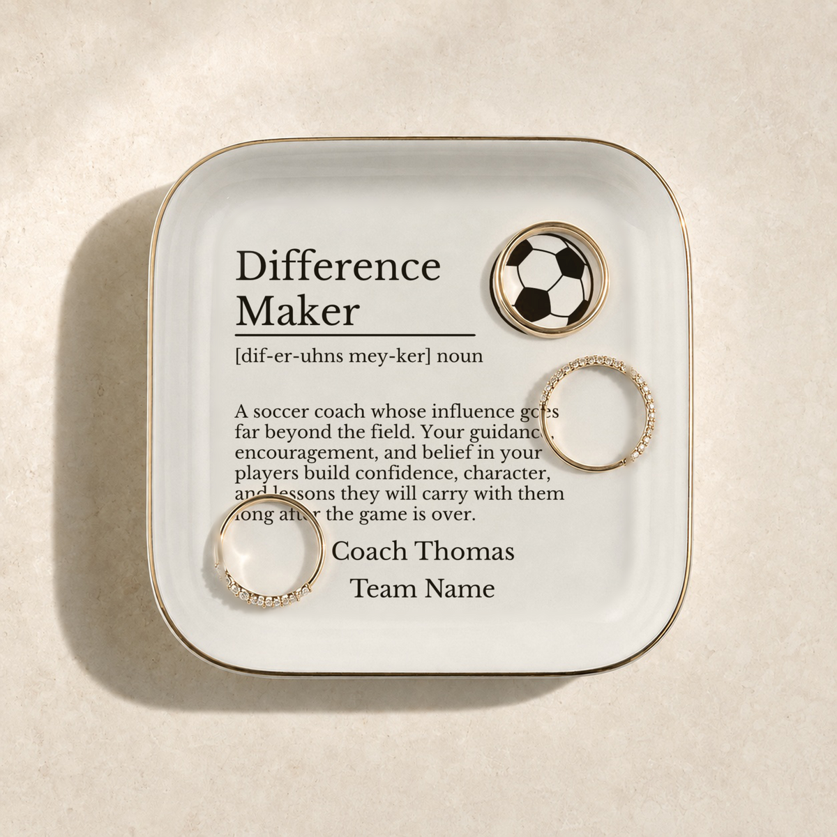 Soccer Coach Jewelry Dish Trinket Tray