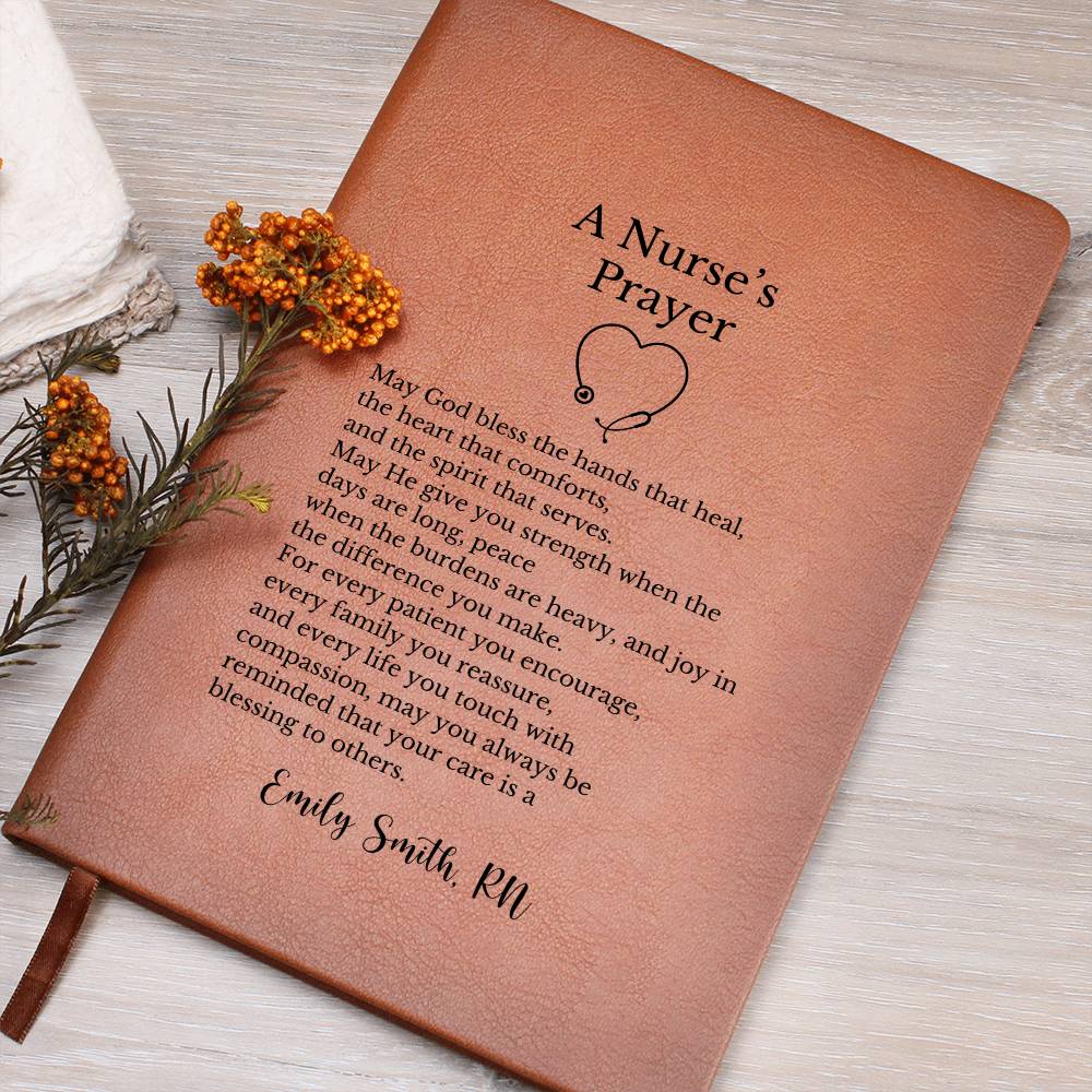 A Nurses Prayer Journal, Vegan Leather Notebook Gift, Inspiring Nurse Keepsake, Personalized Prayer Book, RN Thank You Gift