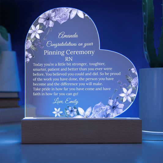 Personalized Pinning Ceremony Acrylic Heart Plaque