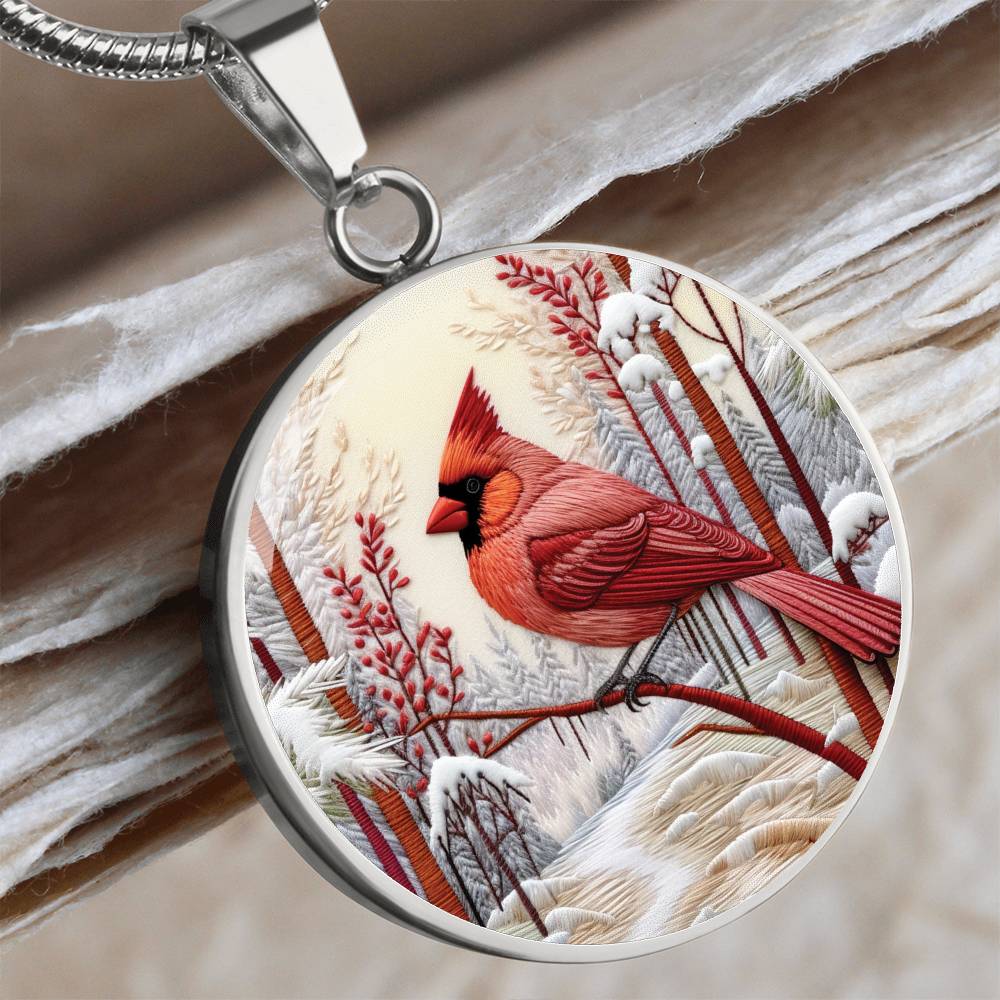 Carinal Round Pendant Necklace in Gold or silver
