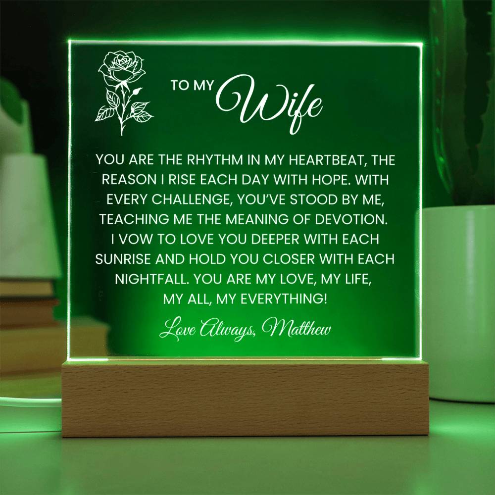 Wife Rose Plaque Gift