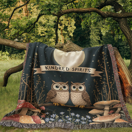 Owl Couple Woven Cotton Blanket Throw-[Heartfelt Family Gift]
