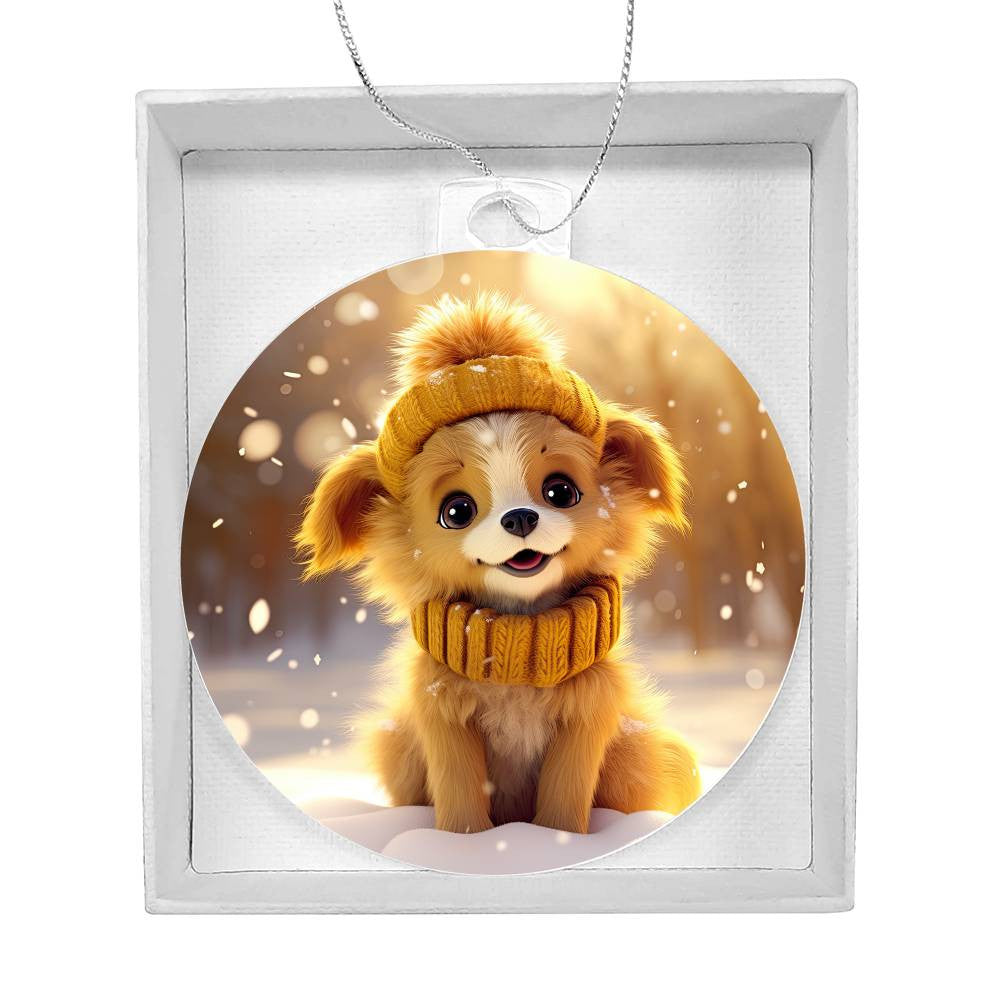 Cute Puppy Acrylic Christmas Ornament-[Heartfelt Family Gift]