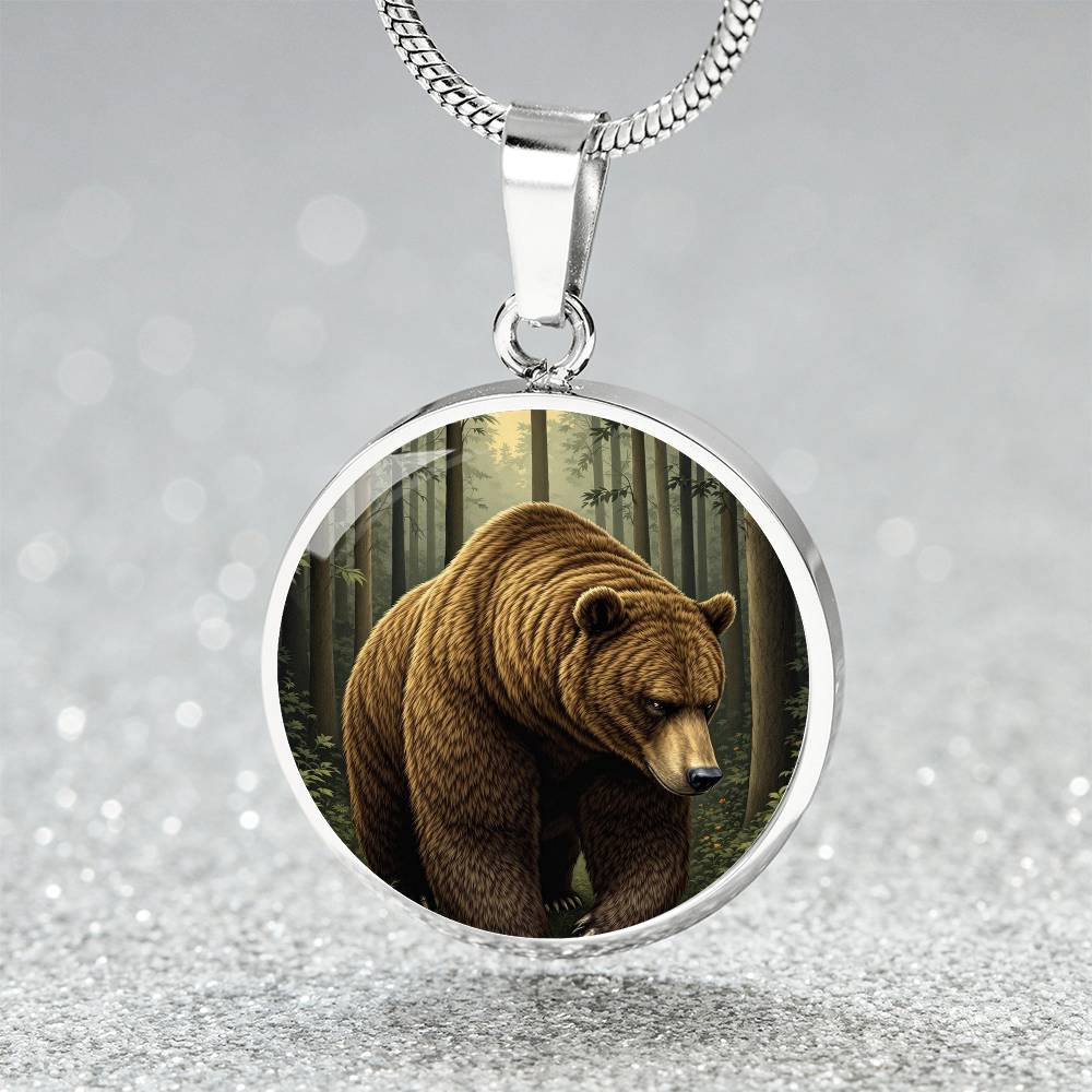 Personalized Brown Bear Pendant Necklace