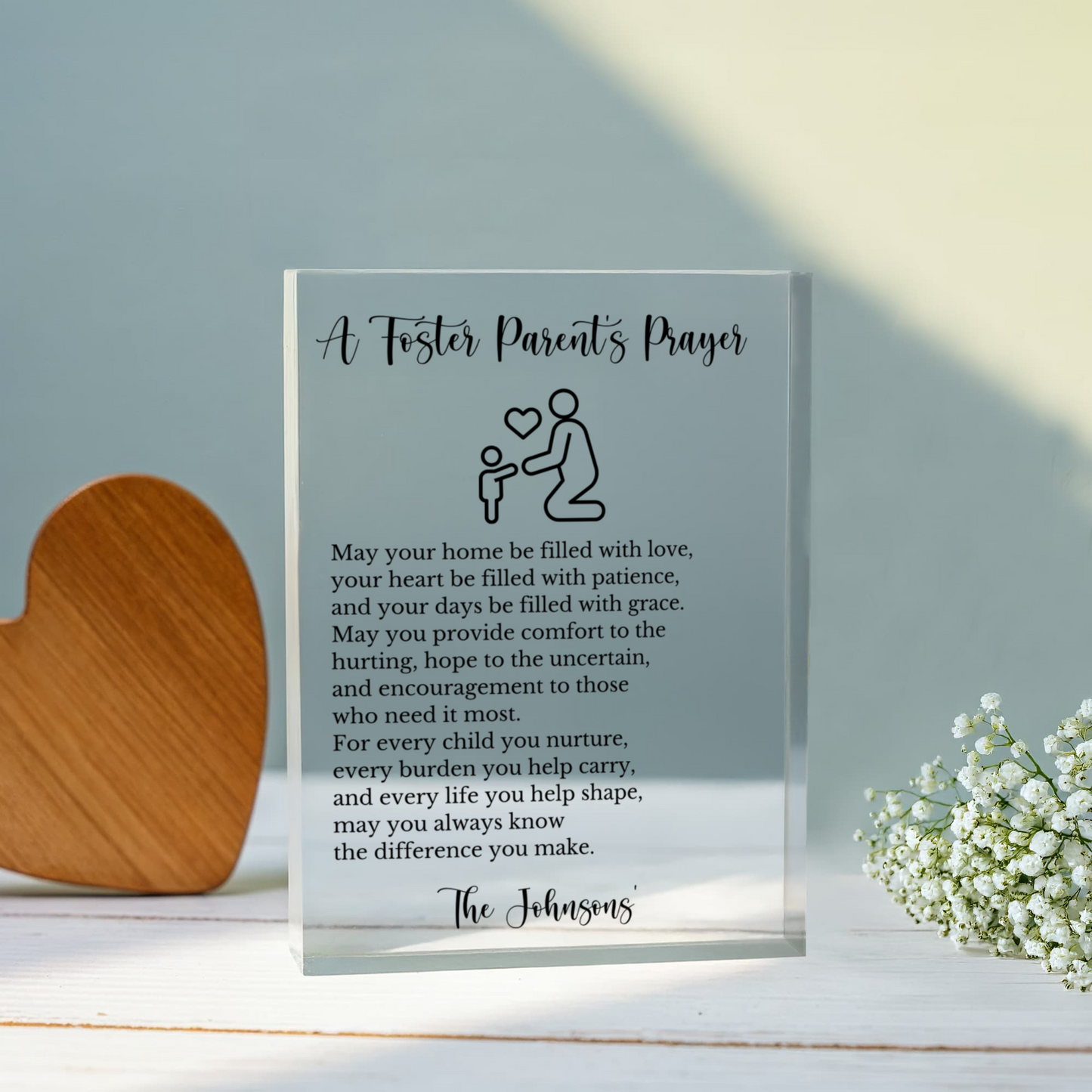 A Foster Parents Prayer Plaque, Premium Acrylic Gift for Foster Family, Personalized Prayer Decor