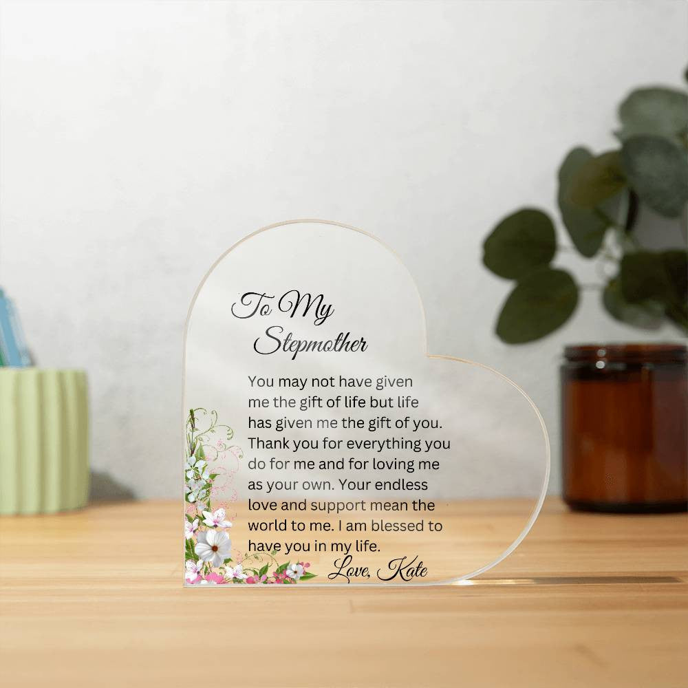 To My Stepmom Acrylic Heart Gift-[Heartfelt Family Gift]