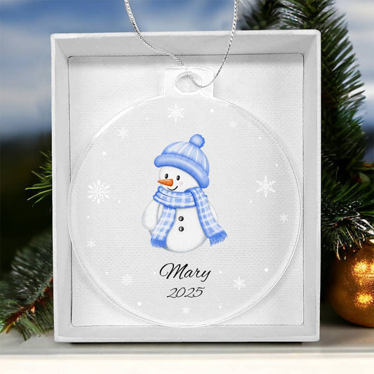 blue snowman christmas tree ornament Acrylic Ornament Plaque