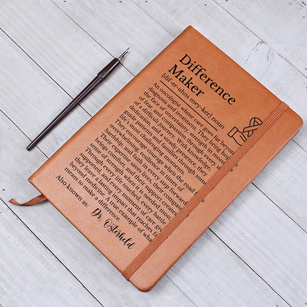 Oncologist Journal, Difference Maker Vegan Leather Notebook, Inspirational Gift for Doctors, Custom Personalized Journal, Unique Doctor Gift