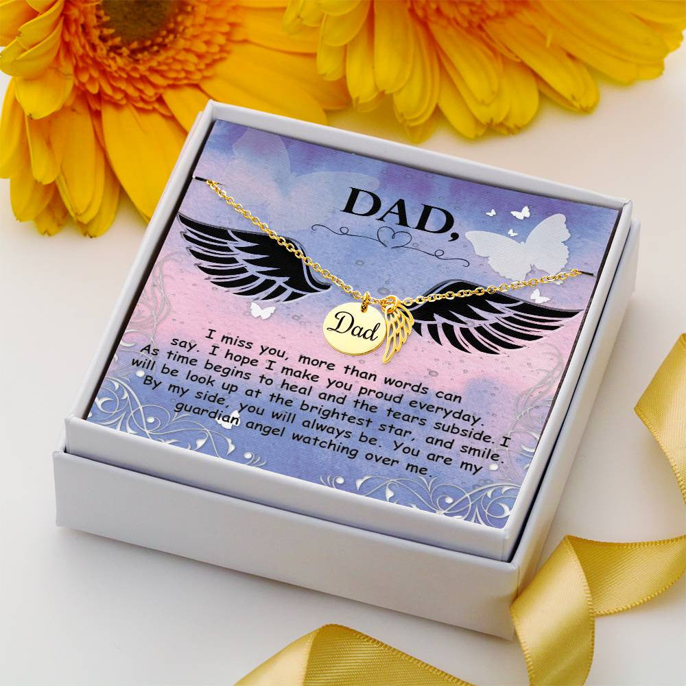 Dad Memorial Necklace Angel Wing Charm-[Heartfelt Family Gift]