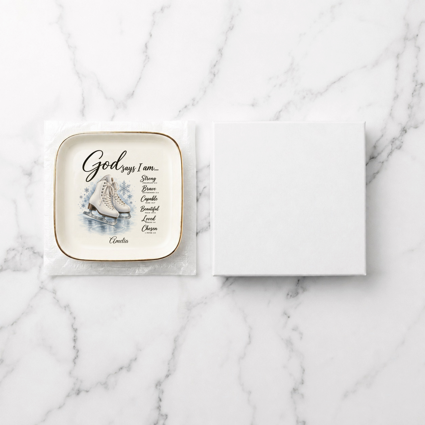 Ice Skating Christian Jewelry Dish Trinket Tray
