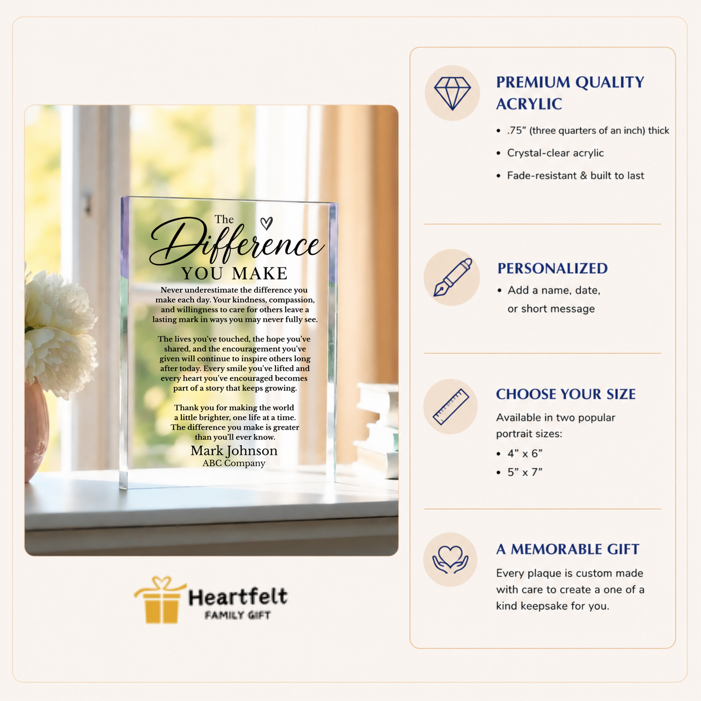 Personalized Difference Maker Appreciation Plaque