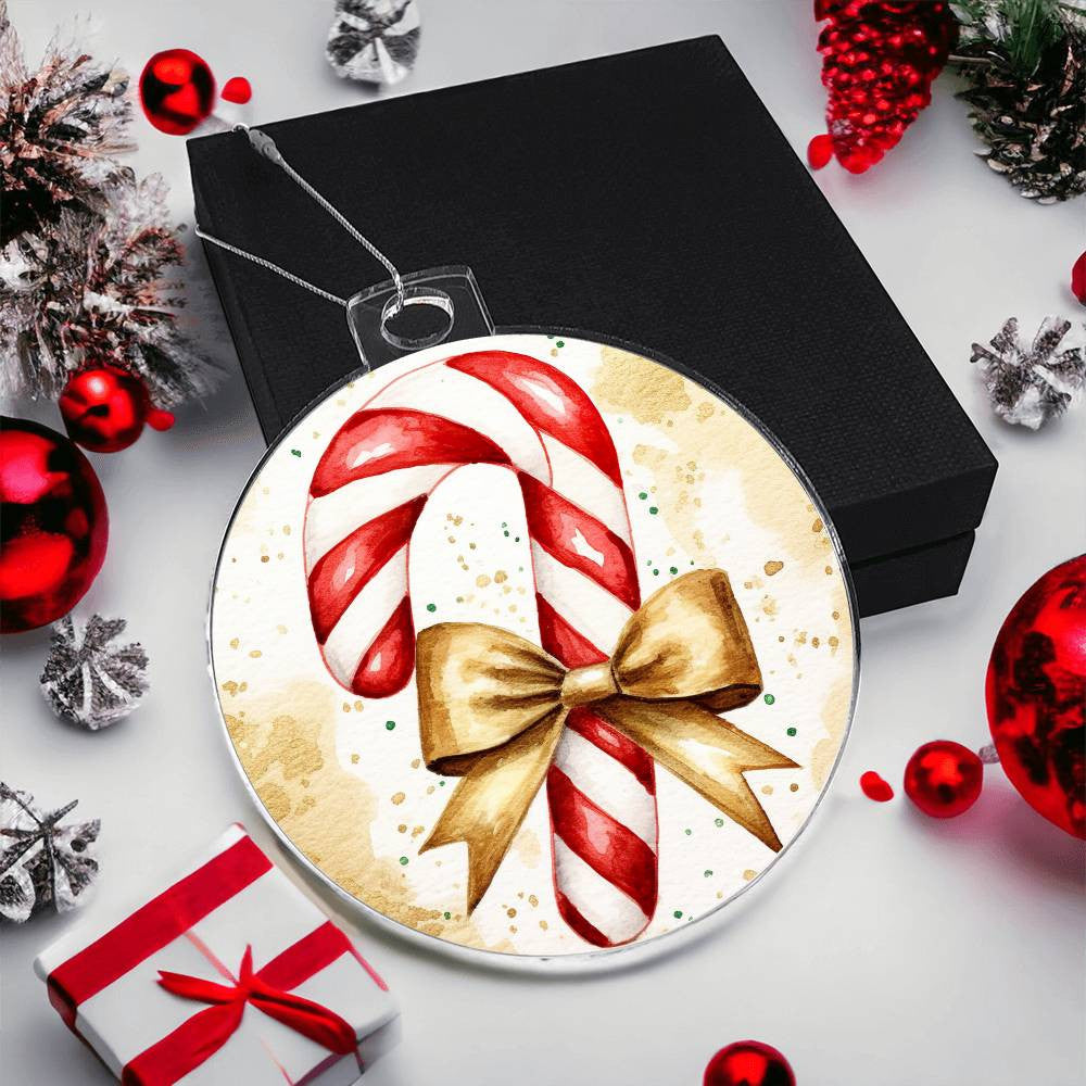Candy Cane Acrylic Christmas Ornament-[Heartfelt Family Gift]