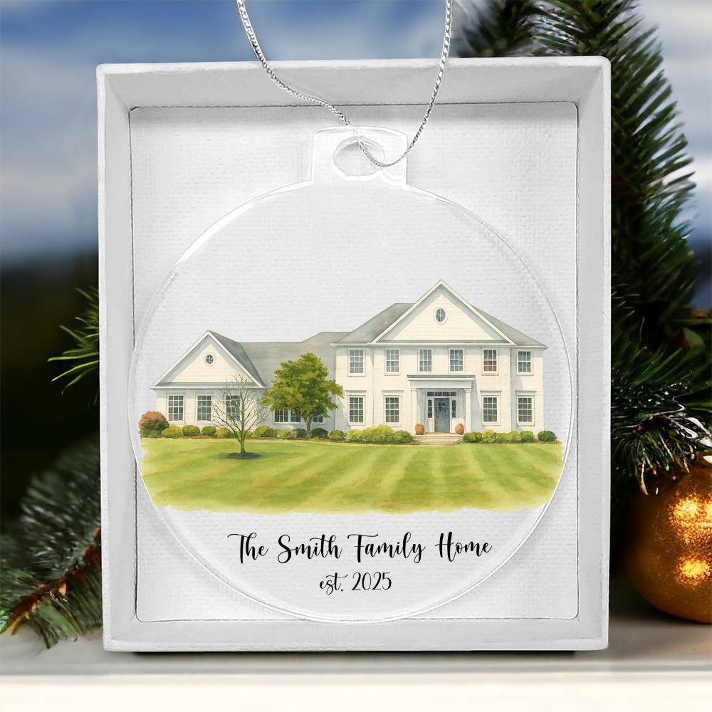 First Christmas In Our New Home Watercolor Portrait Ornament