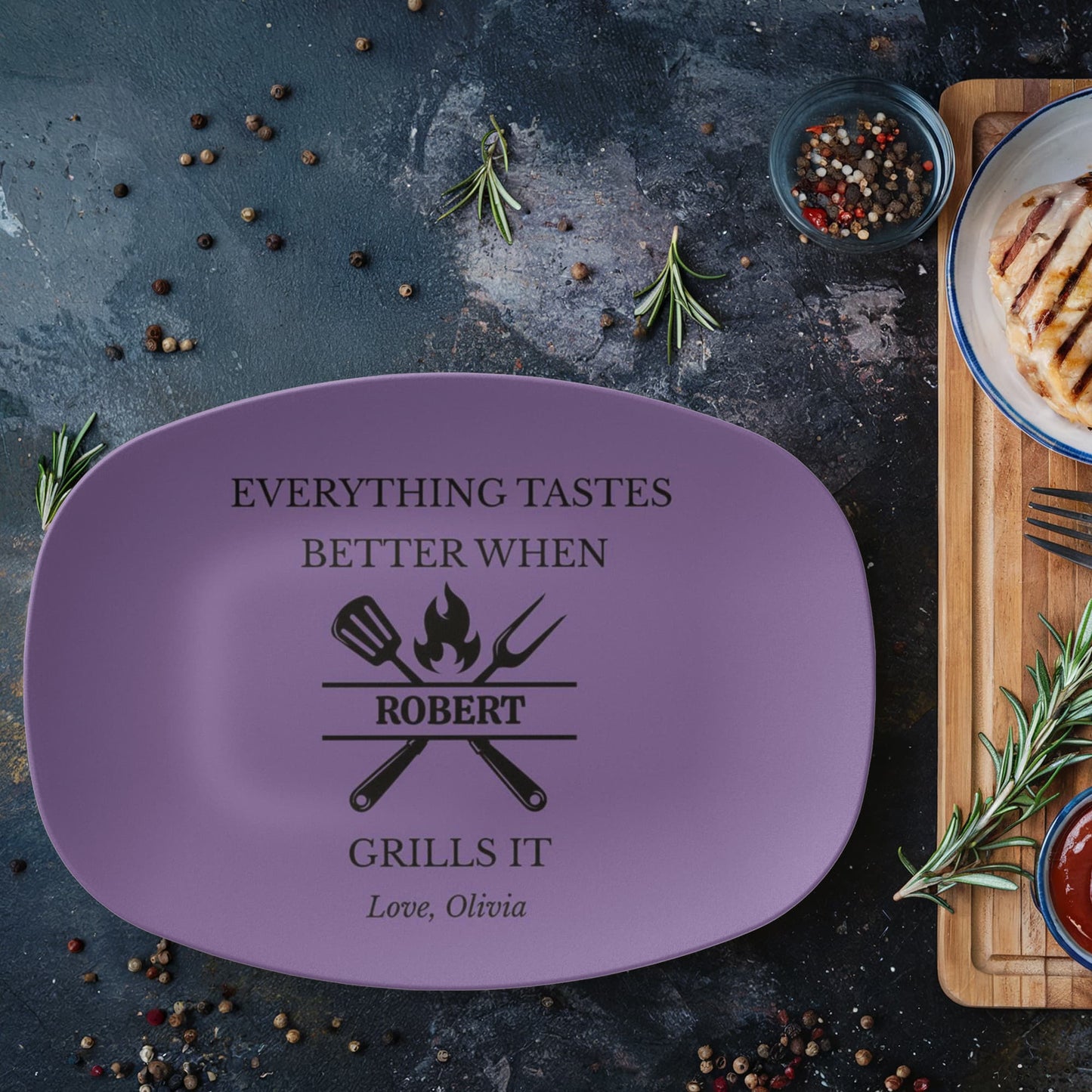 Copy Personalized BBQ Platter, Gift for Dad, Everything Tastes Better Plate, Custom Grill Plate, Dad Grilling Gift, Father's Day Present