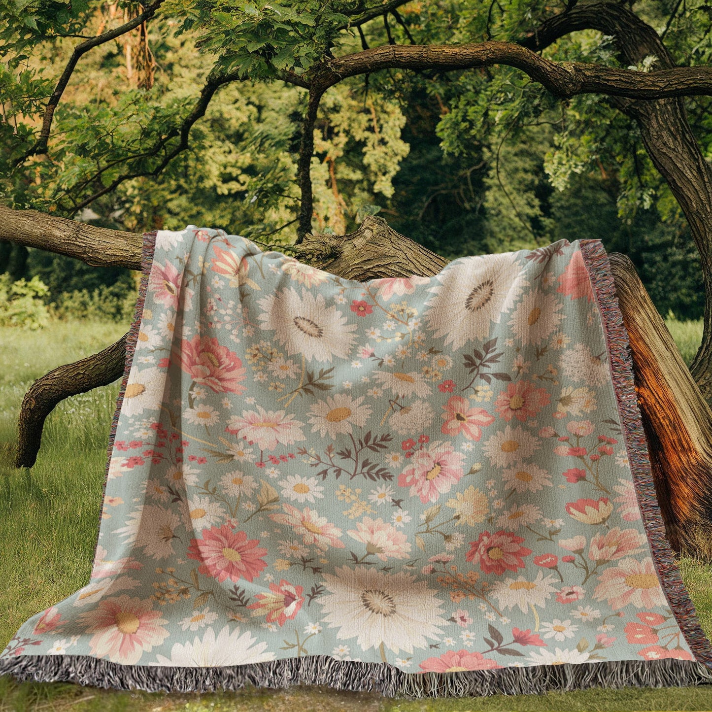 Floral Woven Blanket-[Heartfelt Family Gift]