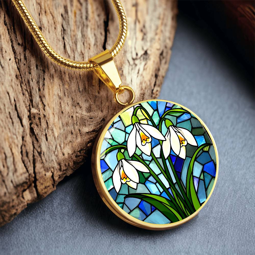 Lily of The Valley Floral Necklace with Engraving