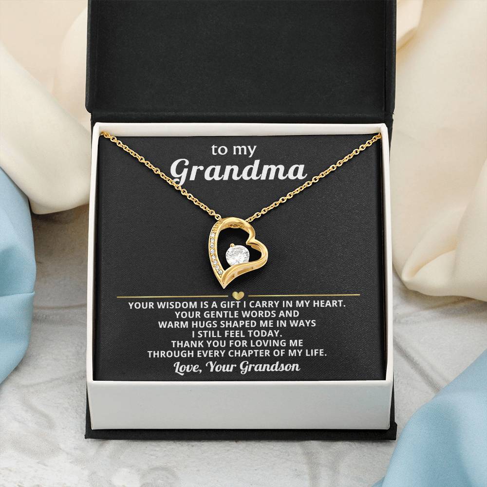 To My Grandma Necklace Gift from Granddaughter or Grandson