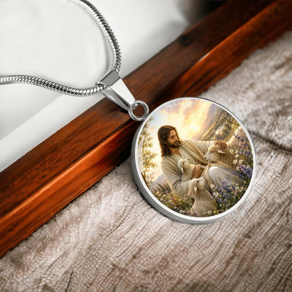 Personalized Jesus and Lamb Necklace
