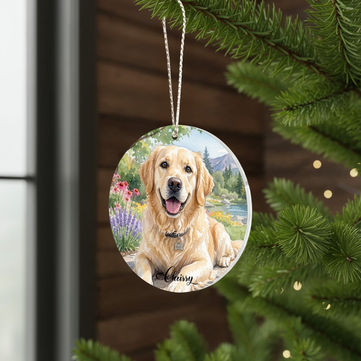 Watercolor Portrait Pet Photo Ornament